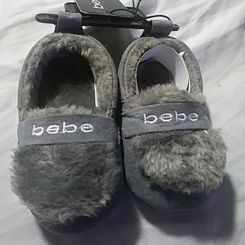 bebe baby gray slippers NWT